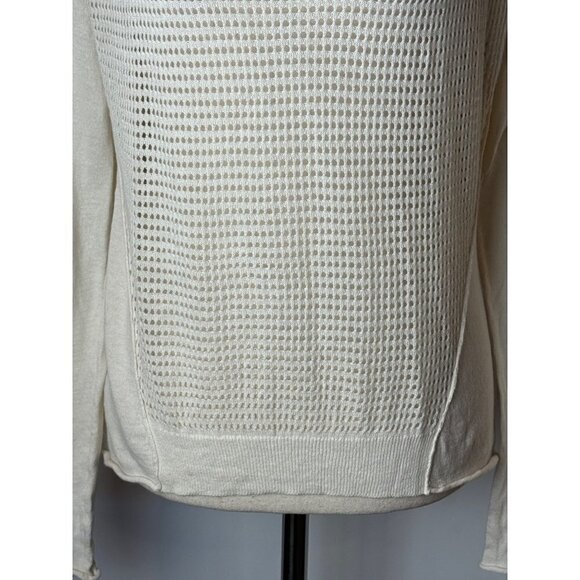 Converse One Star Ivory Mesh Front Cotton Lightweight Long Sleeve Knit Sweater S - Picture 8 of 11